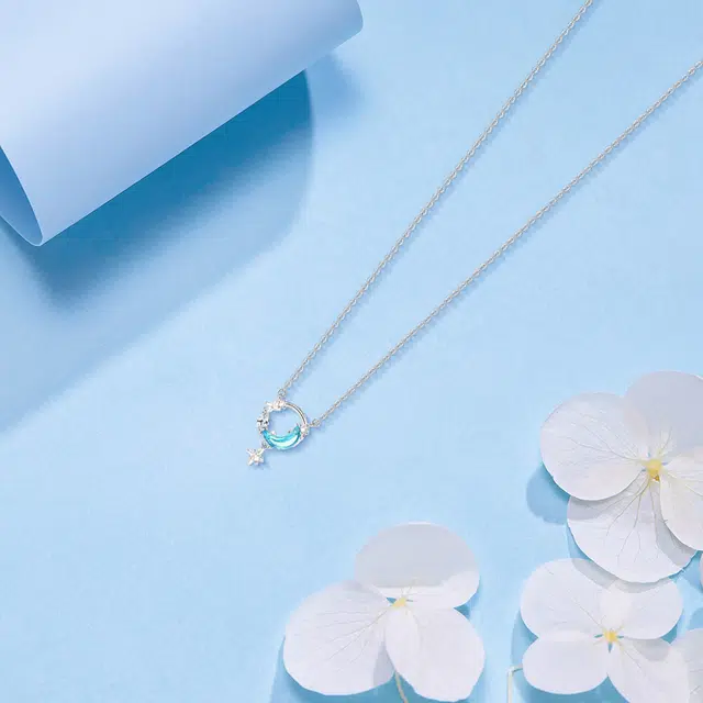 【纯银999 | 星月系列】 六桂福珠宝 经典百搭小众设计高级感学生日常简约轻奢精致通勤极简约会温柔气质可调节锁骨链 足银 项链 女款