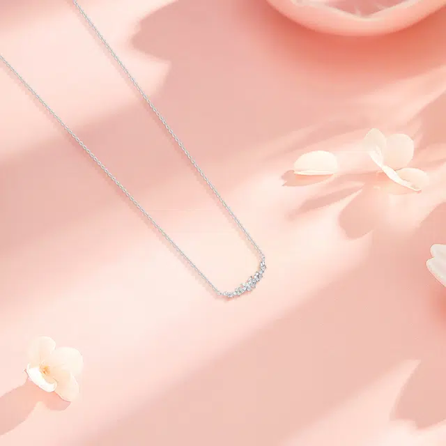 【纯银999 | 紫藤花开】 六桂福珠宝 小众设计经典百搭学生日常高级感简约平安精致轻奢通勤约会温柔气质可调节锁骨链 足银 项链 女款