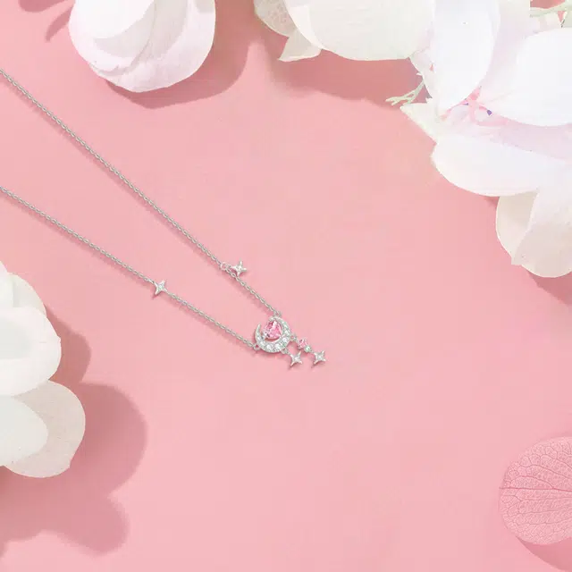 【纯银999 | 星月系列】 六桂福珠宝 经典百搭小众设计轻奢高级感学生日常精致简约通勤极简约会温柔气质可调节锁骨链 足银 项链 女款