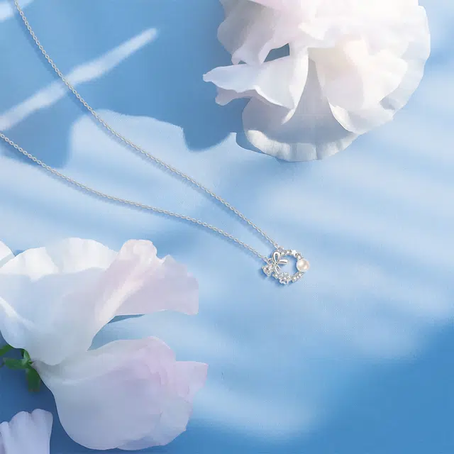 【纯银999】 六桂福珠宝 星光蝴蝶结 小众设计经典百搭学生日常简约高级感精致轻奢极简约会通勤温柔气质可调节锁骨链#好运 足银 项链 女款