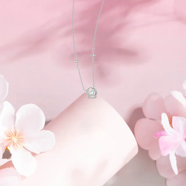 【纯银999】 六桂福珠宝 莫比乌斯 小众设计经典百搭高级感学生日常精致简约时尚轻奢约会通勤温柔气质可调节锁骨链 足银 项链 女款