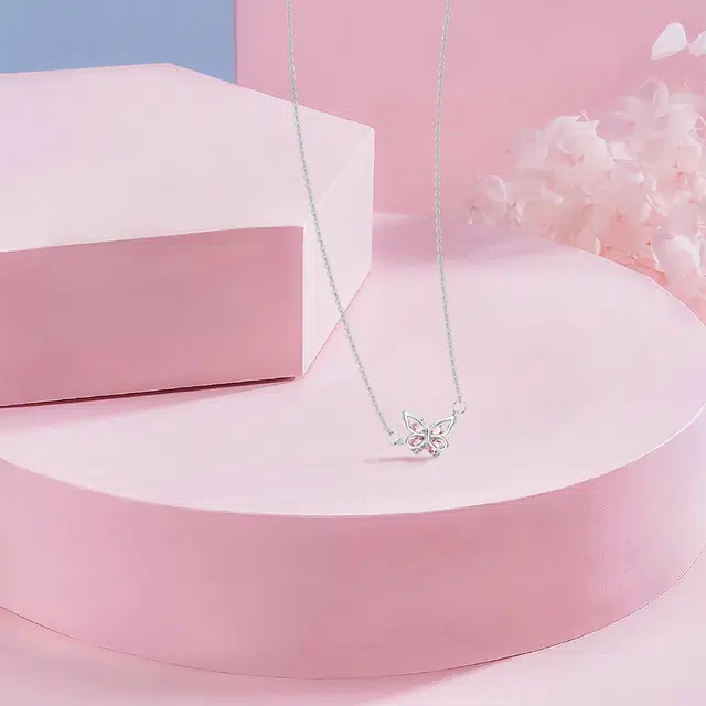 【纯银999】 六桂福珠宝 蝴蝶 经典百搭小众设计学生日常高级感简约精致轻奢转运约会通勤温柔气质可调节锁骨链#好运 足银 项链 女款