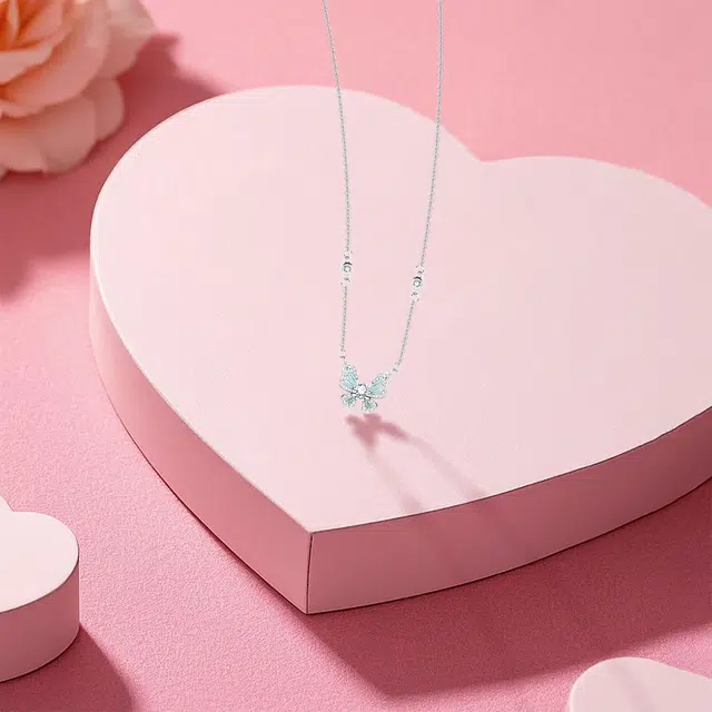 【纯银999】 六桂福珠宝 蝴蝶星光 小众设计经典百搭学生日常高级感简约精致轻奢转运约会通勤温柔气质可调节锁骨链#好运 足银 项链 女款