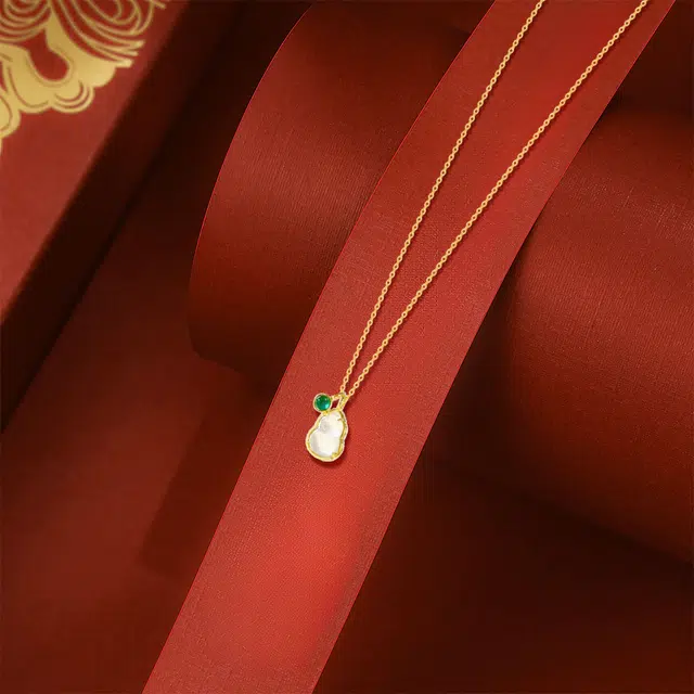 六桂福珠宝 葫芦 新中式平安百搭国潮气质浪漫招财吉祥福禄高级感日常通勤风约会通勤学生#好运 玉髓 项链 女款