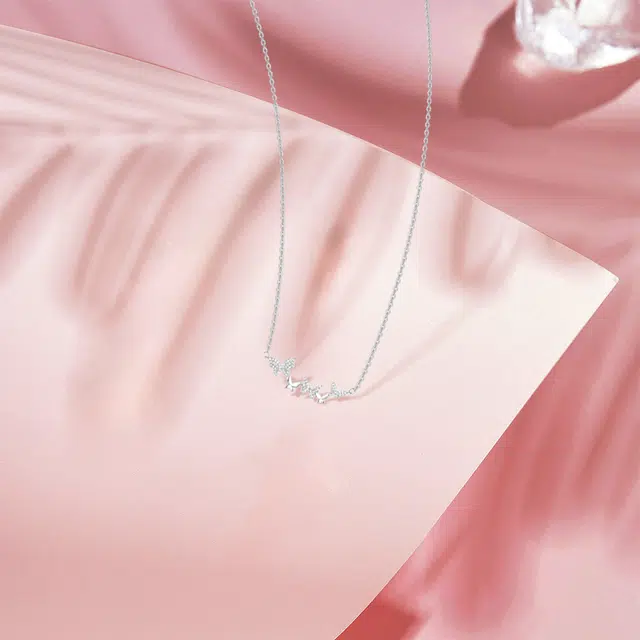 【纯银999 | 星光蝴蝶】 六桂福珠宝 经典百搭小众设计高级感学生日常简约精致轻奢通勤极简约会温柔气质可调节锁骨链#好运 足银 项链 女款