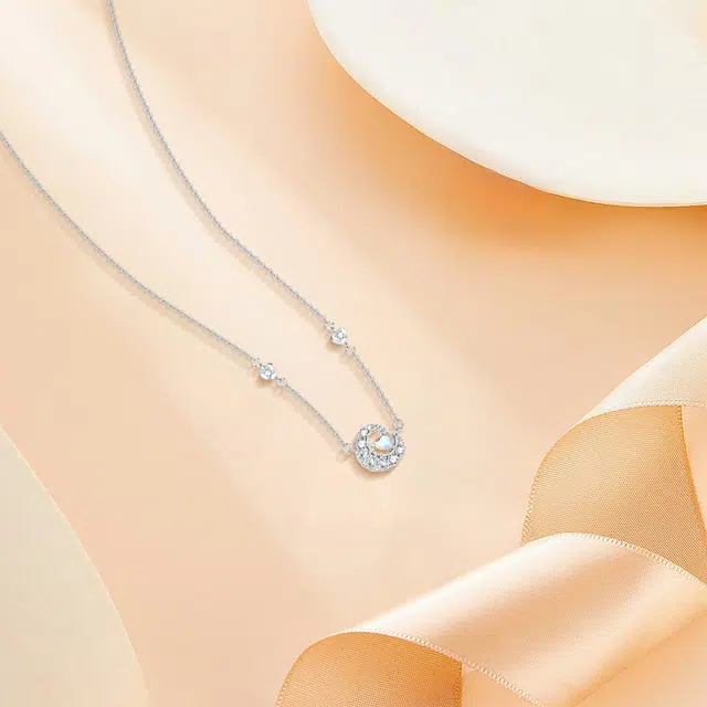 【纯银999】 六桂福珠宝 星月系列 小众设计经典百搭学生日常简约高级感精致轻奢平安约会通勤温柔气质可调节锁骨链#好运 足银 项链 女款