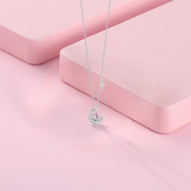 【纯银999】 六桂福珠宝 星月系列 小众设计经典百搭学生日常简约高级感精致轻奢极简通勤温柔气质可调节锁骨链#好运 足银 项链 女款