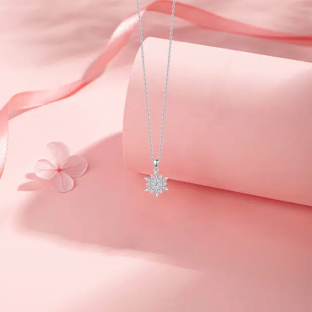 【纯银999 | 雪花】 六桂福珠宝 经典百搭小众设计极简轻奢约会高级感日常精致简约通勤温柔气质可调节锁骨链 足银 项链 女款