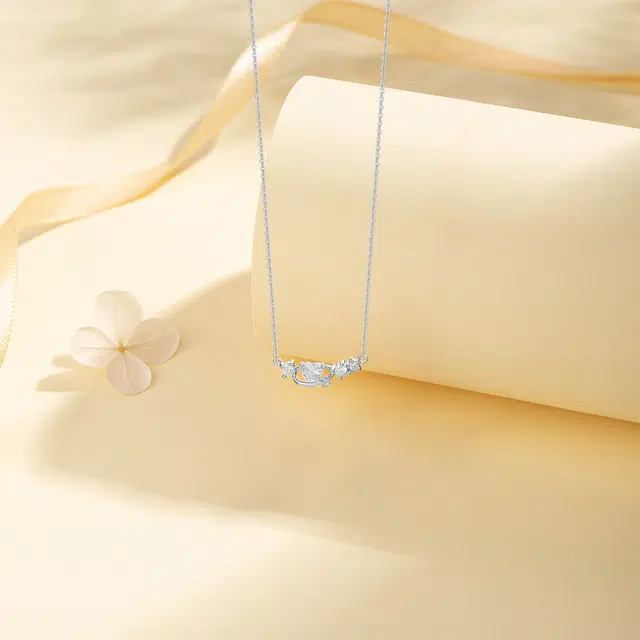 【纯银999 | 星月系列】 六桂福珠宝 经典百搭小众设计高级感学生日常简约精致轻奢通勤极简约会温柔气质可调节锁骨链 足银 项链 女款