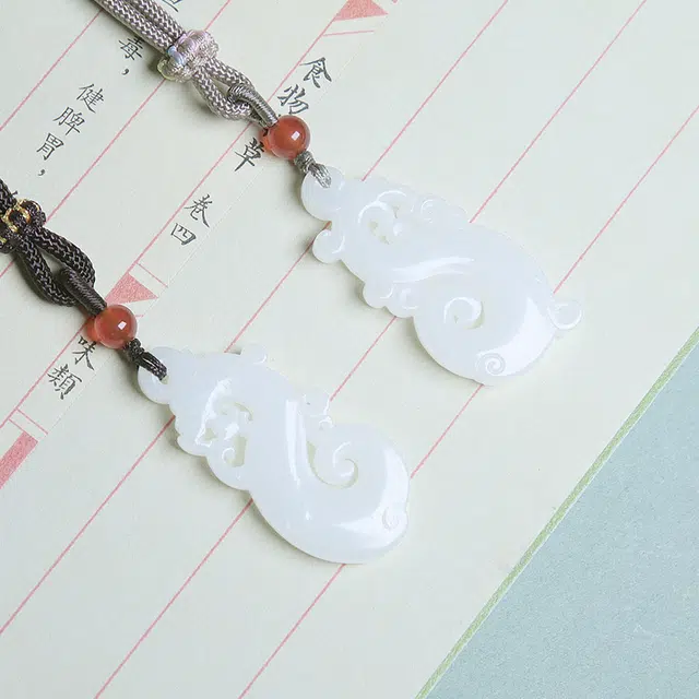 匠心琢玉 国风新潮新中式 龙凤玉佩对佩一对 和田玉 项链 男女同款情侣款 白玉