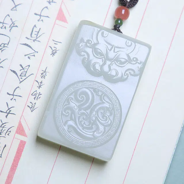 匠心琢玉 兽面仿古貔貅吊坠 国风 简约轻奢 和田玉项链 白玉 男女同款情侣款