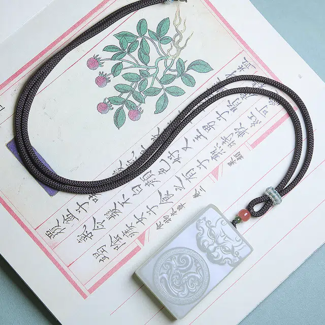 匠心琢玉 兽面仿古貔貅吊坠 国风 简约轻奢 和田玉项链 白玉 男女同款情侣款