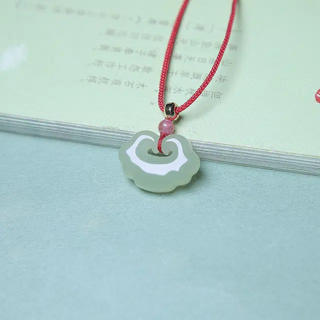 匠心琢玉 新中式国风新潮 如意锁吊坠 和田玉 项链 儿童款 青玉