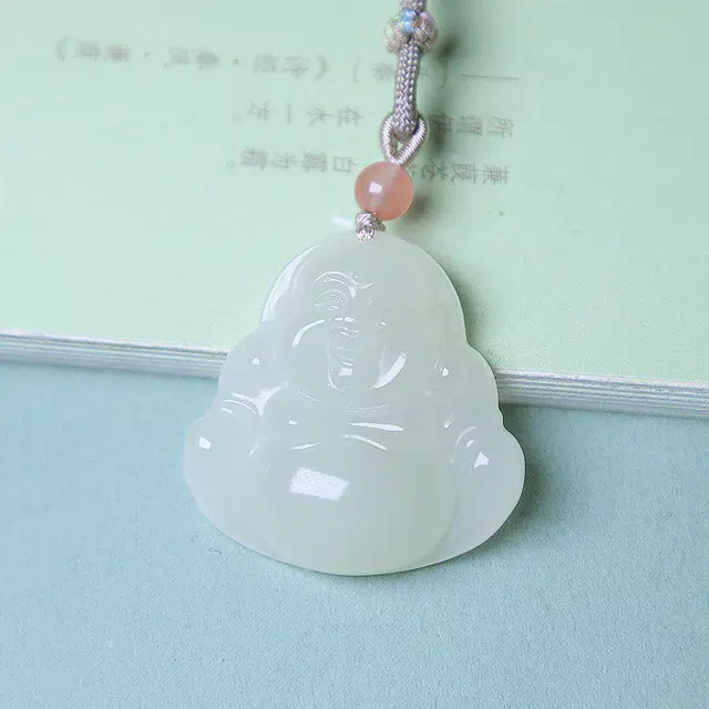 匠心琢玉 简约轻奢 国风新潮 笑佛吊坠 弥勒佛 和田玉项链 白玉/青白玉 女