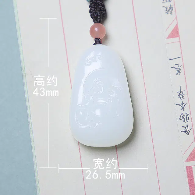 匠心琢玉 精雕笑佛弥勒佛 好运 国风 简约轻奢 和田玉项链 白玉 女款
