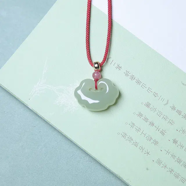 匠心琢玉 新中式国风新潮 如意锁吊坠 和田玉 项链 儿童款 青玉