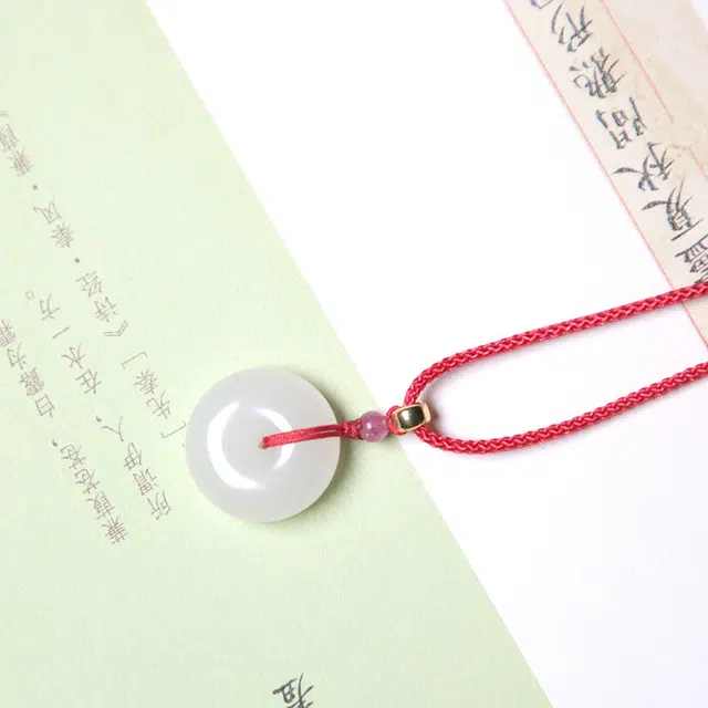 匠心琢玉 平安扣项链小号 新中式 国风 和田玉 吊坠 儿童款 白玉