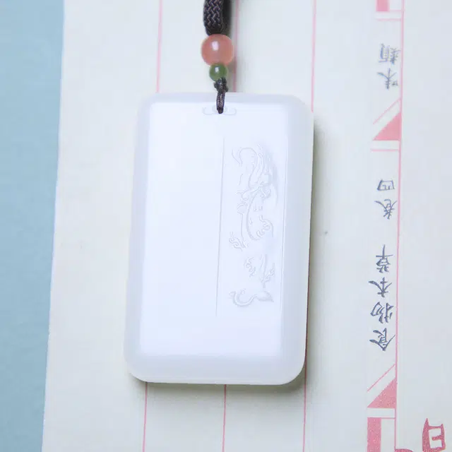 匠心琢玉 骑狮观音吊坠 文殊菩萨 国风新潮轻奢 和田玉项链 白玉 男款