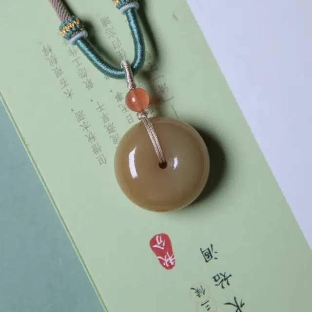 匠心琢玉 圆润饱满平安扣 国风新潮 新中式 和田玉 项链 男女同款情侣款 糖玉