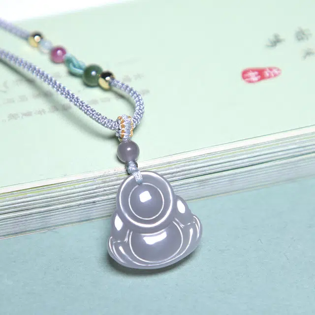匠心琢玉 烟紫笑佛 和田玉 吊坠 女款 青玉