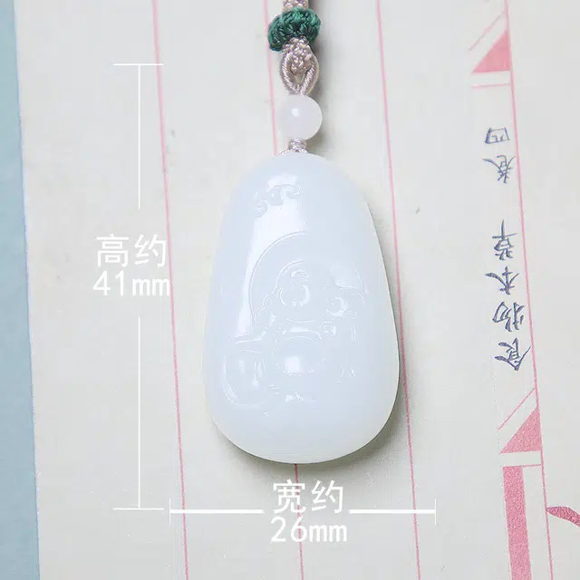 匠心琢玉 精雕弥勒佛笑佛 好运 国风新潮 简约轻奢 和田玉项链 白玉 女款