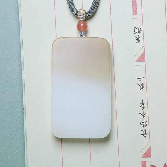匠心琢玉 新中式国风新潮 带糖色千手观音玉牌吊坠 和田玉 项链 男女同款情侣款 白玉