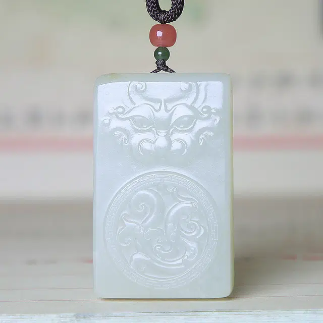 匠心琢玉 兽面仿古貔貅吊坠 国风 简约轻奢 和田玉项链 白玉 男女同款情侣款