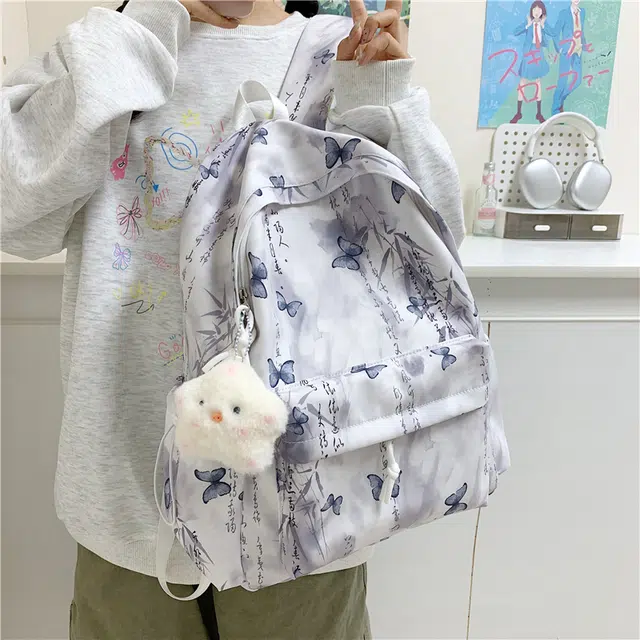 班亚奴 日系小清新时尚百搭蝴蝶印花通勤 牛津布 双肩包 常规 女款 多色