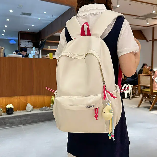 班亚奴 小众时尚百搭纯色简约轻便大容量书包 初高中大学生上课通勤出行 尼龙 双肩包 男女同款情侣款 多色