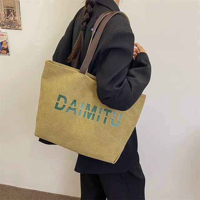 班亚奴 时尚潮流休闲出行便携大容量托特包 帆布 单肩包 常规 女款 黑色/卡其色/蓝色/米色