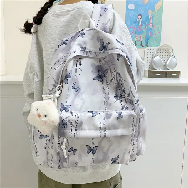 班亚奴 日系小清新时尚百搭蝴蝶印花通勤 牛津布 双肩包 常规 女款 多色