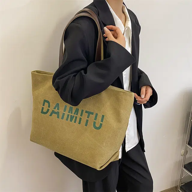 班亚奴 时尚潮流休闲出行便携大容量托特包 帆布 单肩包 常规 女款 黑色/卡其色/蓝色/米色