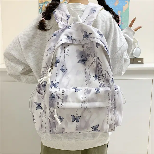 班亚奴 日系小清新时尚百搭蝴蝶印花通勤 牛津布 双肩包 常规 女款 多色