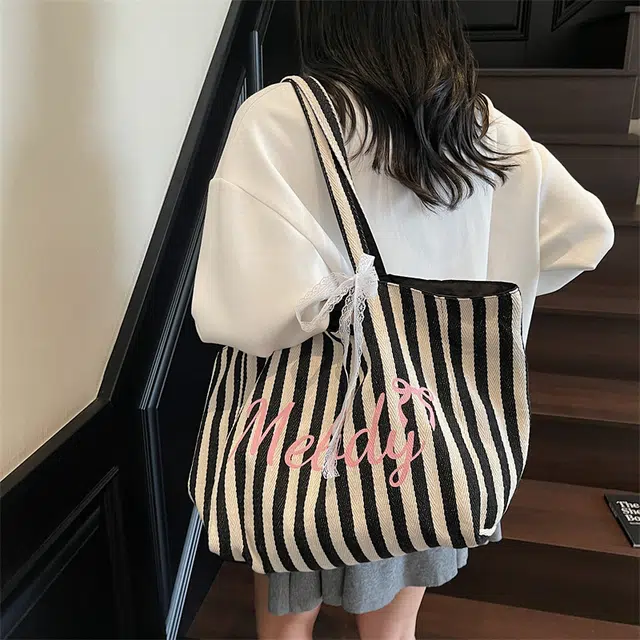 班亚奴 小众简约条纹印日常通勤时尚 帆布 托特包单肩包 常规 女款 多色