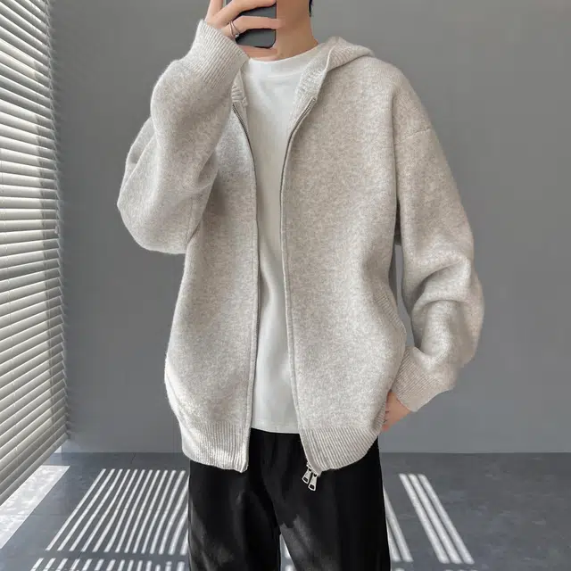 帝狼牛 美式复古慵懒风连帽开衫外套 柔软舒适 适合情侣日常通勤卫衣 男女同款