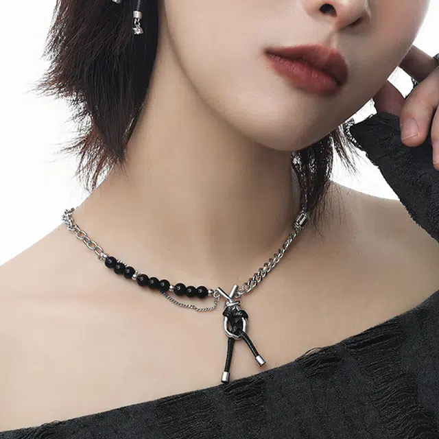 喜潮 设计潮流轻奢绳结项链批发甜酷风小众项饰百搭不掉色锁骨链女