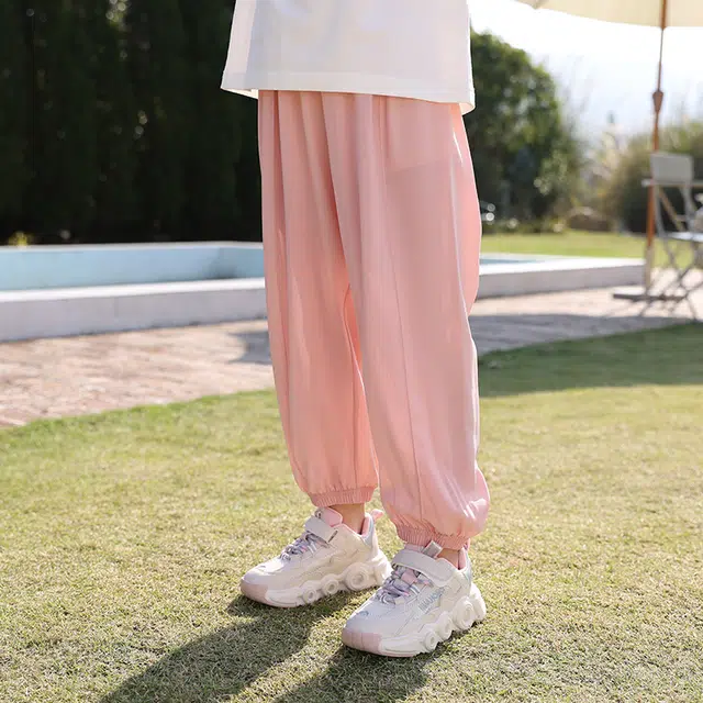 棉致 纯色束脚松紧中腰休闲裤 儿童款