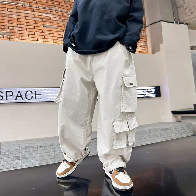 棉致 松紧腰舒适洋气大口袋工装休闲裤 大童