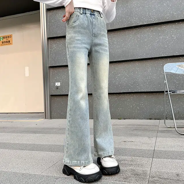 棉致 时尚舒适洋气百搭修身纯色牛仔裤 图片色 青少年