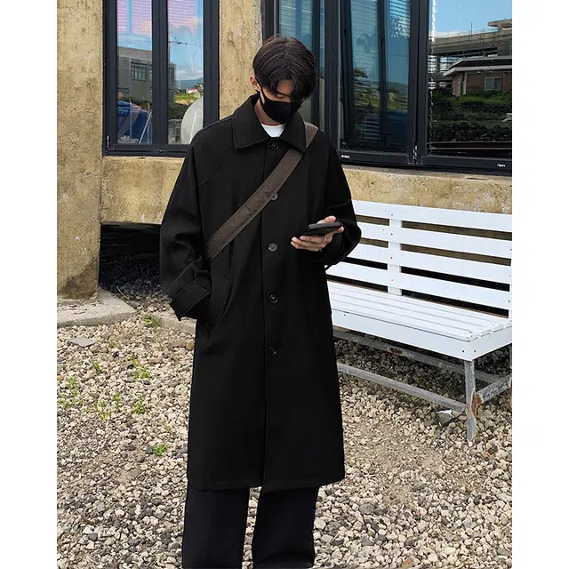 木林森 美式高街简约纯色宽松舒适百搭休闲透气风衣 男女同款