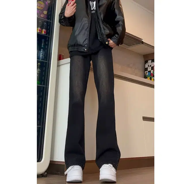 木林森 美式复古百搭简约柔感不硬舒适亲肤潮流微弹高街时尚中腰微喇通勤休闲百搭黄泥染水洗牛仔裤 男女同款