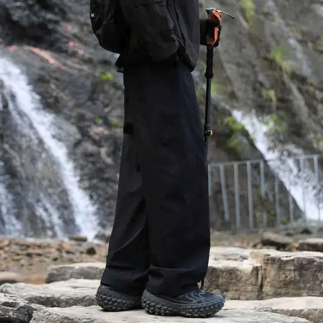 木林森 美式高街基础款纯色品牌简约卫裤褶皱设计感宽松阔腿直筒显高垂感百搭伐木裤拖地运动休闲裤 男女同款