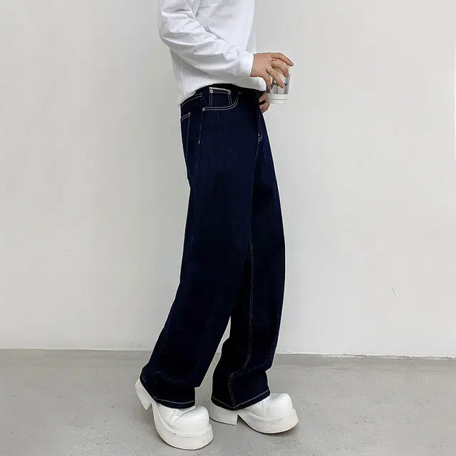 木林森 美式高街微喇复古中腰宽松直筒显腿长百搭亲肤舒适品牌休闲垂感牛仔裤 男女同款