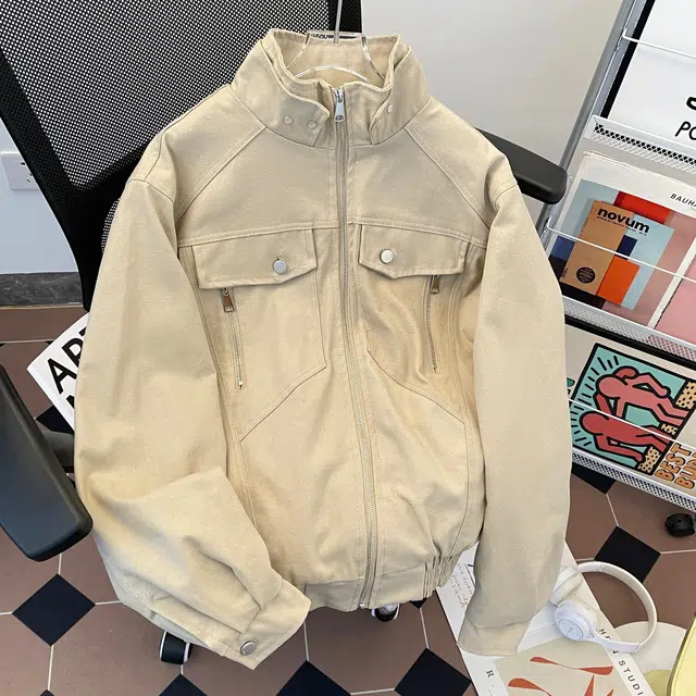 木林森 美式复古工装座山蛇皮蟒纹外套冬季加绒加厚雕飞行员夹克棉服 男女同款