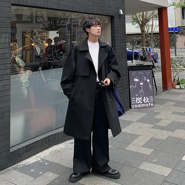 木林森 复古经典廓形高级感气质宽松双排扣中长款风衣 男女同款