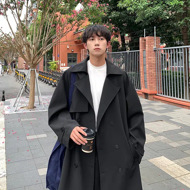 木林森 复古经典廓形高级感气质宽松双排扣中长款风衣 男女同款