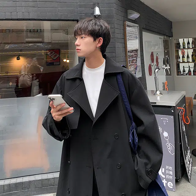 木林森 复古经典廓形高级感气质宽松双排扣中长款风衣 男女同款