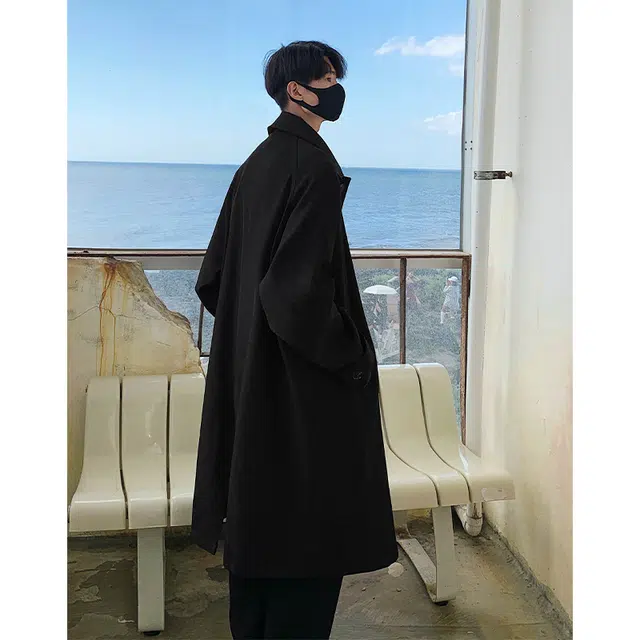 木林森 美式高街简约纯色宽松舒适百搭休闲透气风衣 男女同款