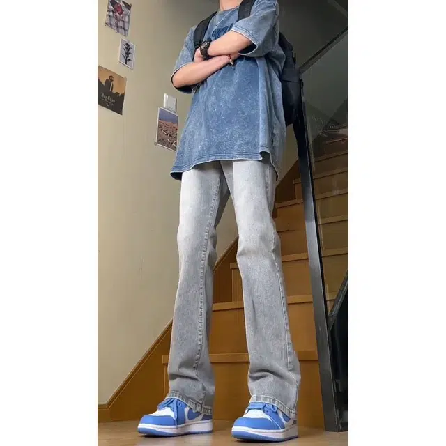 木林森 美式复古百搭简约柔感不硬舒适亲肤潮流微弹高街时尚中腰微喇通勤休闲百搭黄泥染水洗牛仔裤 男女同款