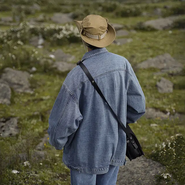 木林森 美式复古高街水洗做旧拼接解构时尚潮牌痞帅拉链设计感休闲百搭牛仔外套 男女同款